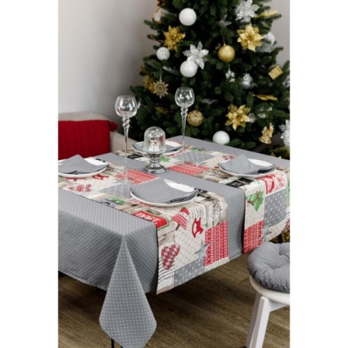 Скатертина Прованс Merry Christmas сіра 220x132 см (4823093451575)