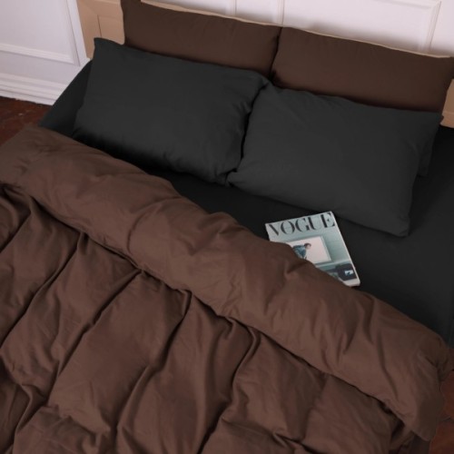 Постільна білизна MirSon 002-003 Black/Brown Фланель 2x143x210 Сімейний (2200009657535)