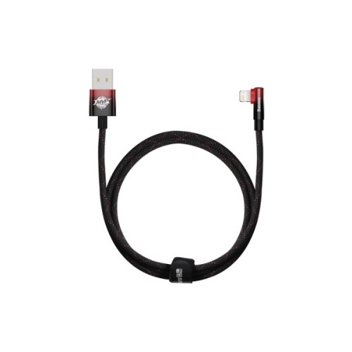 Дата кабель USB 2.0 AM to Lightning 1.0m 2.4A 90° corner black/red Baseus (CAVP000020)