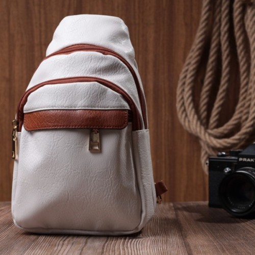 Сумка Vintage Жіноча через плече з отвором для навушників із екошкіри Біла (22785)