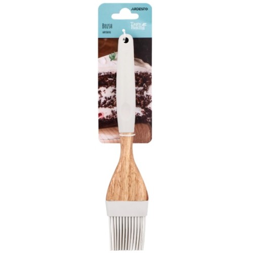 Пензлик кулінарний ARDESTO Tasty Baking, 22.3см, силікон, дерево, сірий світлий (AR1561G)