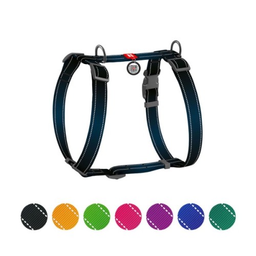 Шлея для собак WAUDOG Nylon Mono з QR-паспортом, пластиковий фастекс L чорна (52741)
