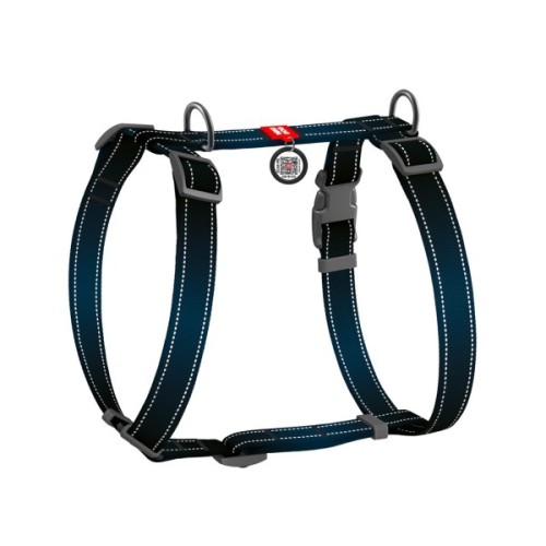 Шлея для собак WAUDOG Nylon Mono з QR-паспортом, пластиковий фастекс L чорна (52741)