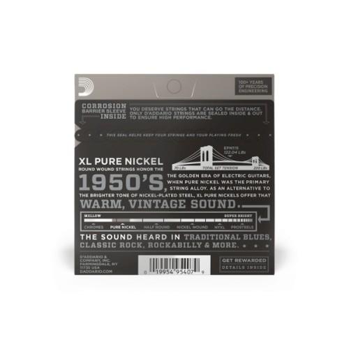 Струни для гітари D'Addario XL Pure Nickel Blues / Jazz Rock (11-48) (EPN115)