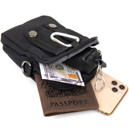 Сумка Vintage На пояс нейлон Чорна (20645)