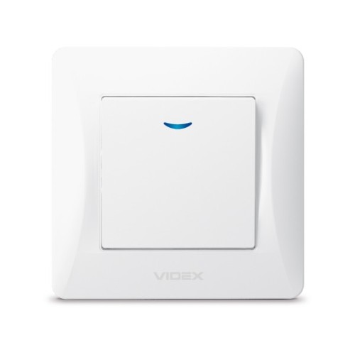 Вимикач Videx BINERA 1кл з підсвічуванням білий (VF-BNSW1L-W)