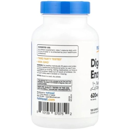 Вітамінно-мінеральний комплекс Nutricost Травні ферменти, 620 мг, Digestive Enzymes, 120 капсул (NCS57075)