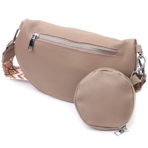 Сумка Vintage Шкіряна жіноча через плече з міні гаманцем Бежева (22663)