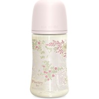 Пляшечка для годування Suavinex Poetry, 270 мл, фізіологічна соска середній потік, світло-рожева (308969)