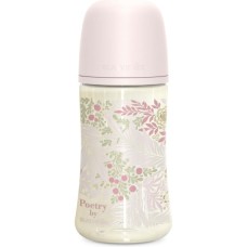 Пляшечка для годування Suavinex Poetry, 270 мл, фізіологічна соска середній потік, світло-рожева (308969)