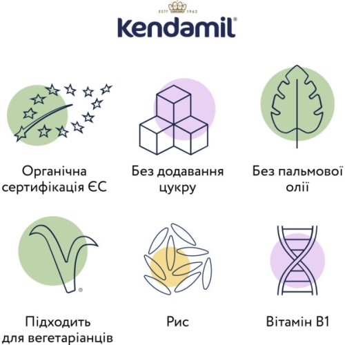 Дитяча каша Kendamil Безмолочна Organic Рисова з 4-6 місяців 120 г (92000154)