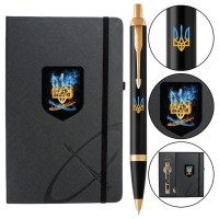 Ручка кулькова Parker IM 17 UKRAINE Black GT BP Палаючий Тризуб + блокнот Parker + подар.упаковка GIFT24 (22032b24_T1170u)