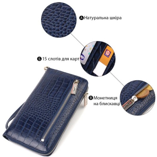 Гаманець Canpellini З натуральної шкіри Синій (21922)