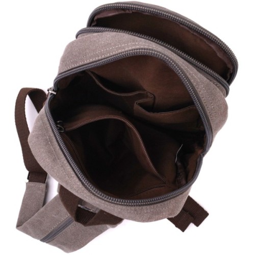 Сумка Vintage З двома відділеннями з щільного текстилю Сіра (22161)