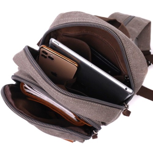 Сумка Vintage З двома відділеннями з щільного текстилю Сіра (22161)