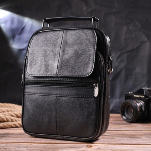 Сумка Vintage Чоловіча шкіряна Чорна (21396)