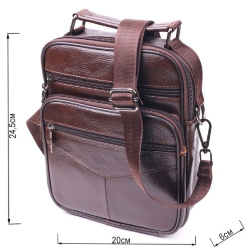 Сумка Vintage Чоловіча з ручкою шкіряна Коричнева (21276)