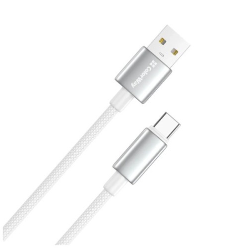 Дата кабель USB 2.0 AM to USB-C 1.0m 3A zinc alloy braided white ColorWay (CW-CBUC098-WT)