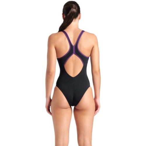 Купальник Arena Pro_File Swimsuit Solid 008055-590 чорний, фіолетовий 38 (3468337414384)