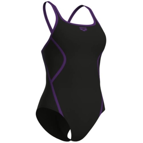 Купальник Arena Pro_File Swimsuit Solid 008055-590 чорний, фіолетовий 38 (3468337414384)