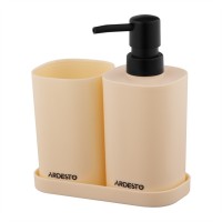 Набір для ванної кімнати Ardesto Vigor 3 предмети Бежевий 380 мл (ARHB3106MB)