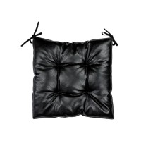 Подушка на стілець Прованс з екошкіри Чорна 40х40 (034075)