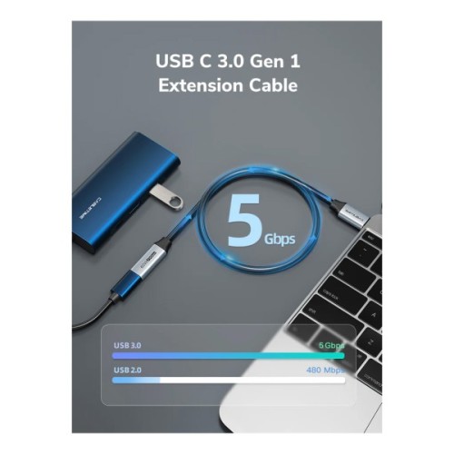 Дата кабель USB-C M to USB-C F 0.5m 5Gbps 60W 4K60Hz Cabletime (CA913664)