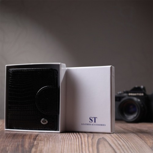 Гаманець ST Leather З натуральної шкіри Чорний (22686)