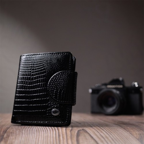 Гаманець ST Leather З натуральної шкіри Чорний (22686)