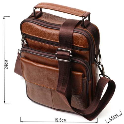 Сумка Vintage Чоловіча з натуральної шкіри Світло-коричнева (21954)