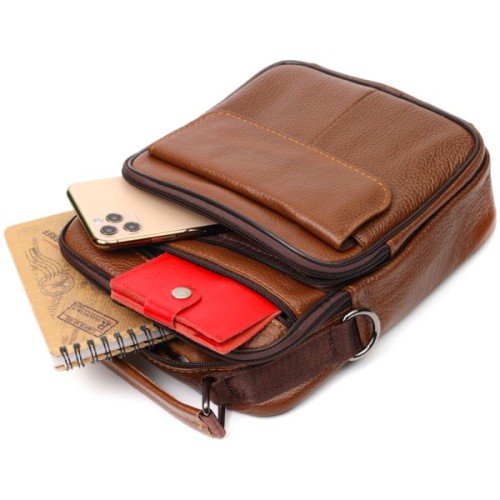 Сумка Vintage Чоловіча з натуральної шкіри Світло-коричнева (21954)