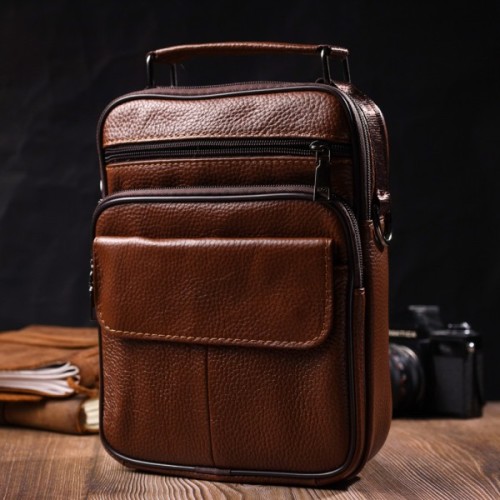 Сумка Vintage Чоловіча з натуральної шкіри Світло-коричнева (21954)