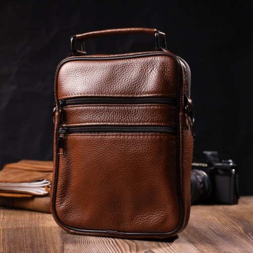 Сумка Vintage Чоловіча з натуральної шкіри Світло-коричнева (21954)