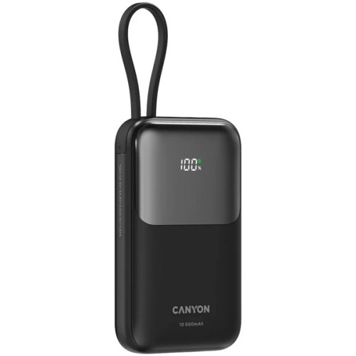 Батарея універсальна Canyon 10000mAh OnPower 101 PD/22.5W built-in cable Black (CNS-CPB101BK)