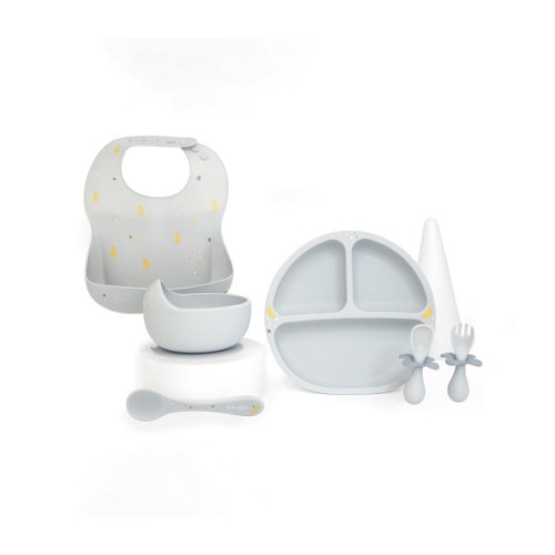 Набір дитячого посуду Oribel Cocoon ложка і миска сірий (OR223-90013)