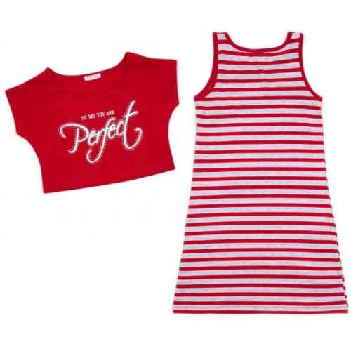 Плаття дитяче Breeze в смужку з топом (12358-134G-red)