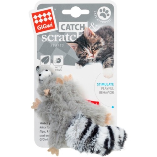 Іграшка для котів GiGwi Catch&scratch Єнот з котячою м'ятою 8 см (75019)