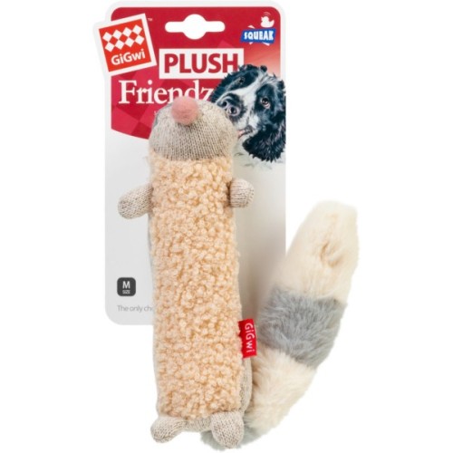 Іграшка для собак GiGwi Plush Єнот з пискавкою 17 см (75310)