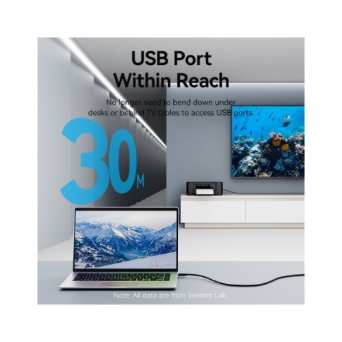 Дата кабель USB 2.0 AM/AF 25.0m Active black Vention (CBKBS)