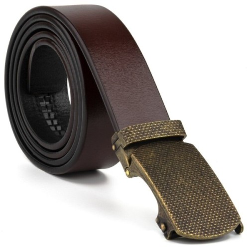 Ремінь Vintage Чоловічий із зернистою пряжкою автомат Коричневий (20273)