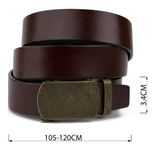 Ремінь Vintage Чоловічий із зернистою пряжкою автомат Коричневий (20273)
