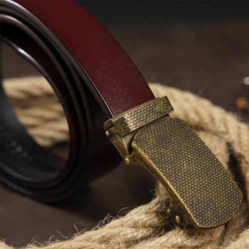 Ремінь Vintage Чоловічий із зернистою пряжкою автомат Коричневий (20273)