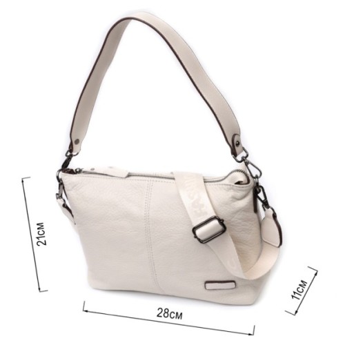 Сумка Vintage Жіноча з двома знімними ременями з натуральної шкіри Біла (22377)