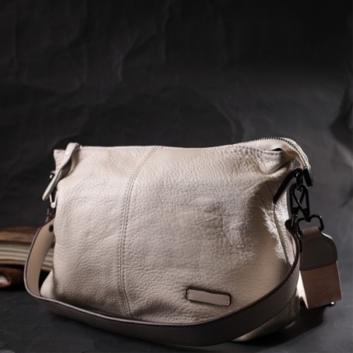 Сумка Vintage Жіноча з двома знімними ременями з натуральної шкіри Біла (22377)