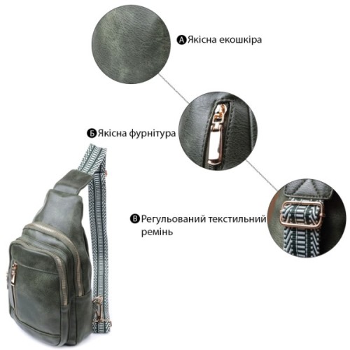 Сумка Vintage З екошкіри Зелена (22745)