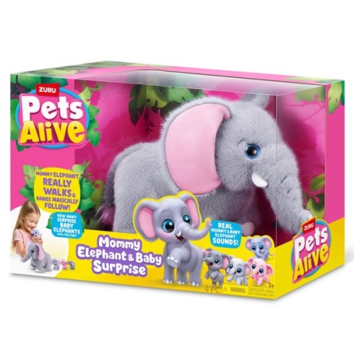 Інтерактивна іграшка Pets & Robo Alive Mama & Baby Surprise S1 Мама слониха з сюрпризом (9570)