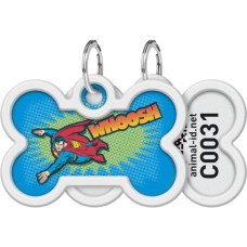 Адресник для тварин WAUDOG Smart ID з QR паспортом "Політ Супермена", кістка 40х28 мм (0640-1017)