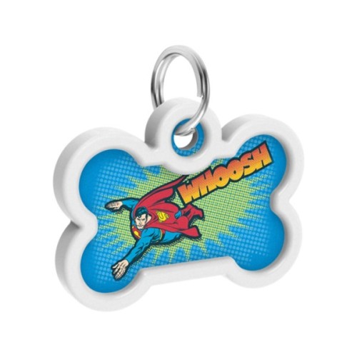 Адресник для тварин WAUDOG Smart ID з QR паспортом "Політ Супермена", кістка 40х28 мм (0640-1017)