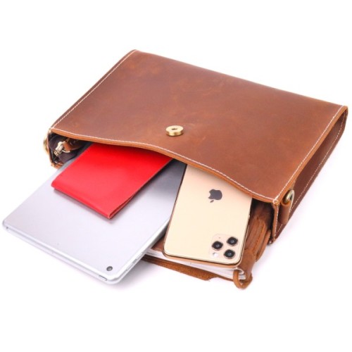 Сумка Vintage Вінтажна Жіноча з натуральної шкіри Коричнева (21301)