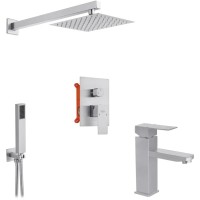 Душовий гарнітур Kroner Kubus-ESG082 + змішувач Edelstahl Kubus-ESG010 (CVS30175)